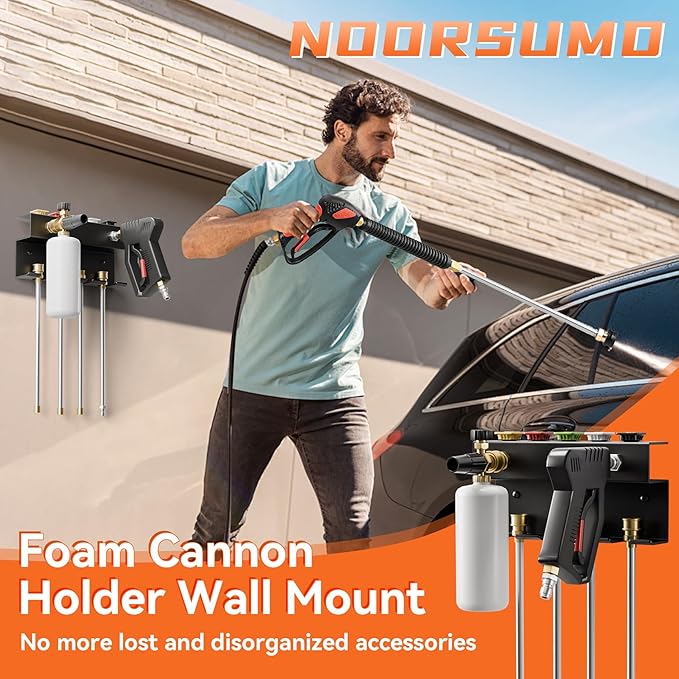 Pressure Washer Gun Holder,Foam Cannon Holder Wall Mount，Pressure Washer Nozzle Tip&Wand Extension Storage Rack，Car Wash Accessories Organizer(Fit 1/4" Quick Connector)