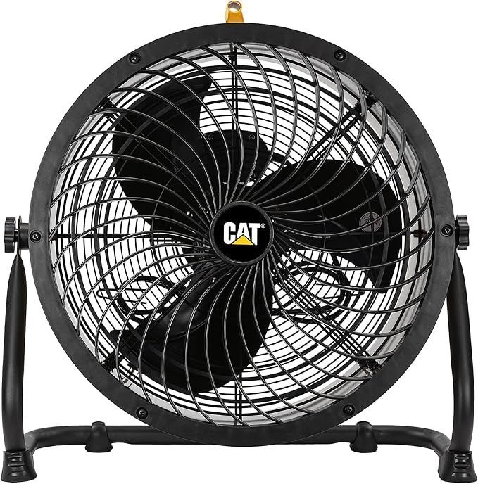 Caterpillar® fan 18”-Blade High-Velocity Drum Fan Heavy Duty Industrial Grade (Yellow, 2-in-1): 3,400 CFM, 4-Speed, 360 Degree Adjustable Drum Head, Dual Ball Bearing Motor with Die-Cast Cover
