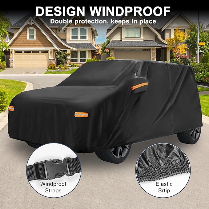 X AUTOHAUX Car Cover for Kia Soul Aluminum Film Outdoor Waterproof Sun Rain Snow Hail Protection with Driver Door Zipper