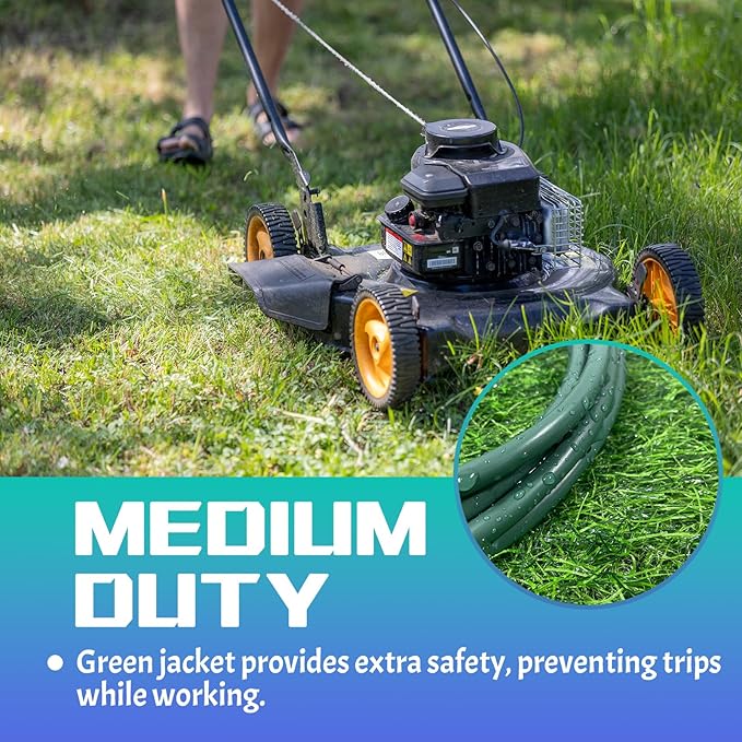 Indoor Outdoor Extension Cord 6 FT, 16/3 SJTW Weatherproof Green Electrical Cords, 13 AMP Heavy Duty 3 Prong Power Cable Great for Garden, Landscaping & Holiday Decorations