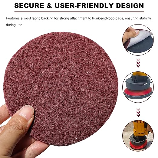 15 Pack 5 Inch Hoop and Loop Multipurpose Scrubber Scouring Pads - Flocking Scuff Pads, Conditioning Discs Polishing Pads for Furniture Automotive Cleaning, Rust Removal