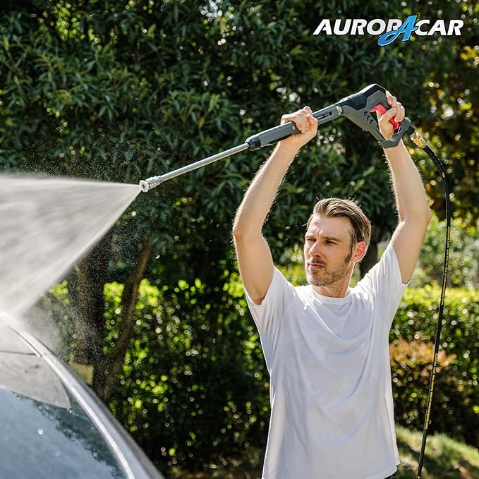 Pressure Washer Gun with Swivel, with Replacement Wand Extension, with M22 14mm & 15mm Fitting, 3/8" Quick Connect Plug, 5 Nozzle Tips with Nozzle Holder, 5000PSI, 41 Inch, Stainless Steel