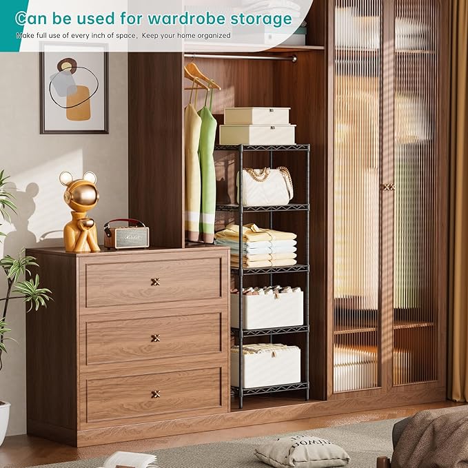 SINGAYE Shelf Closet Wire Shelving：Adjustable Metal Unit for Laundry Room Organization Bathroom Kitchen Home Storage with Wheels Small Pantry Rack Shelves