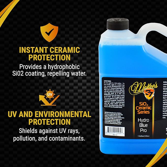 McKee's 37 - Hydro Blue SiO2 Coating | Ceramic Coating for Cars, Easy Protection & Shine Spray for Paint, Glass, Wheels, Chrome & Trim (128 oz)