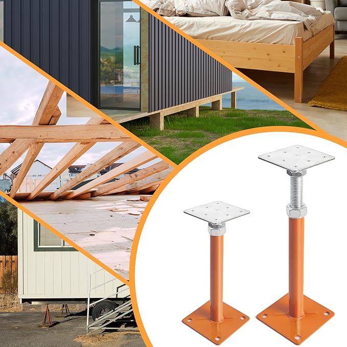 Floor Jacks Screw Jacks, Heavy Duty Basement Support Jack, Adjustable House Jack for Leveling Crawlspace, 5"-8" Height Range, Mini Post Pole House Jacks for Temporary Support