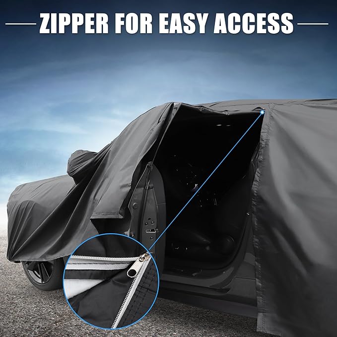 X AUTOHAUX Car Cover for Chevy Camaro 2010-2021 Aluminum Film Outdoor Waterproof Sun Rain Snow Hail Protection with Driver Door Zipper
