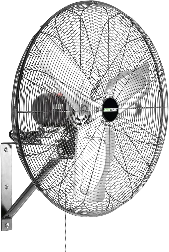 OEMTOOLS OEM24884 30" Indoor Oscillating Wall Fan, 9500 CFM Max. Garage 90 Degree Mounted Fan with 6 Ft. UL Listed Cord, Not for Outdoor Use
