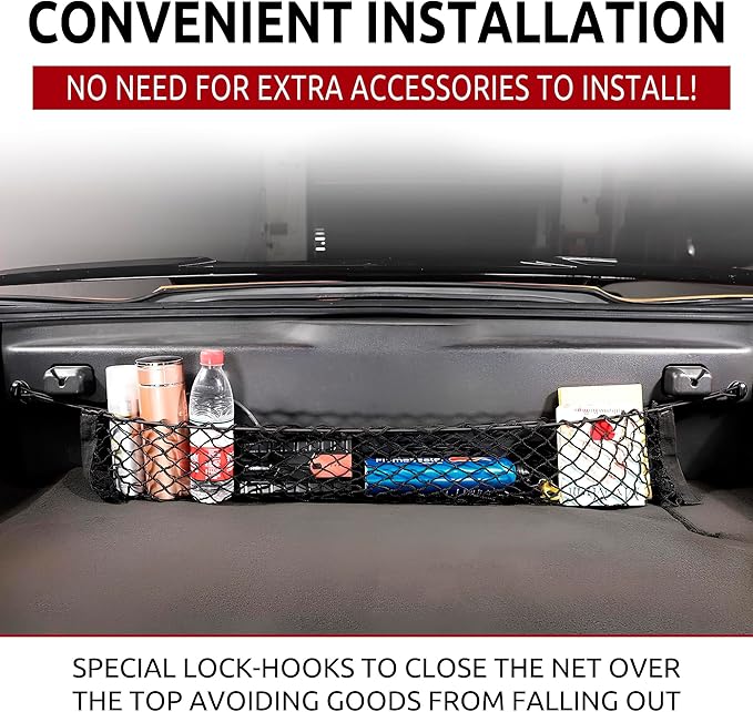 Envelope Style Automotive Trunk Mesh Cargo Net for Chevrolet Corvette C7 2014-2025 - Car Accessories - Premium Trunk Organizer and Storage - Vehicle Carrier Organizer for Chevy Corvette C 7
