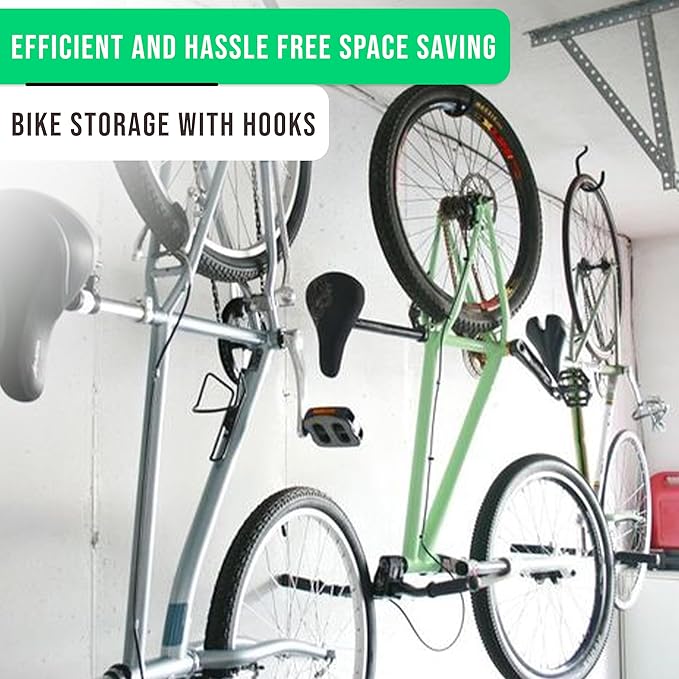 4 Pack Heavy Duty Extra-Large Garage Storage Utility Hooks - 7 Inches for Garage Wall and Ceiling - Garage Hooks for Hanging Bicycle, Ladder, Hose, Cords, and Garden Tools