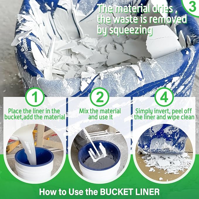 2PCS Bucket Liner, Blue Silicone Bucket Insert for 5 & 2 Gallon Buckets, Reusable for Concrete Mix & Thinset