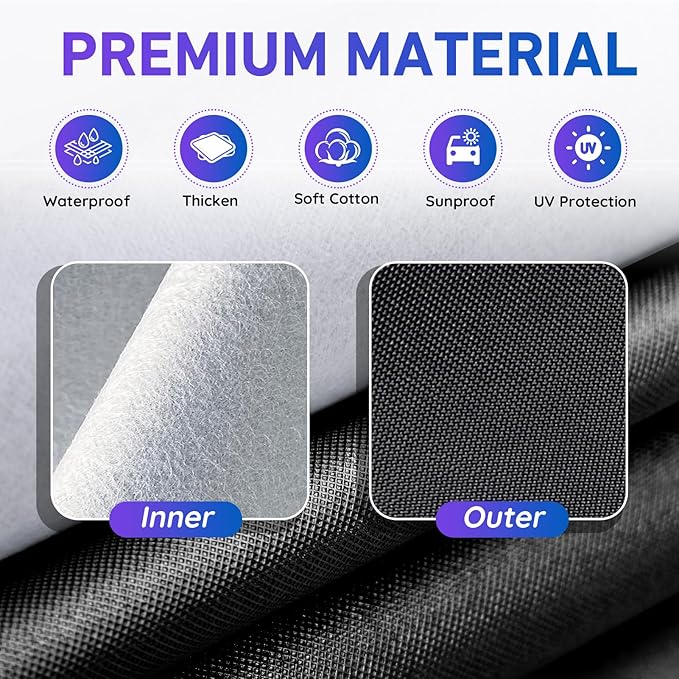 Car Half Cover for Compact Sedan, Waterproof Snow Car Cover with Cotton Liner, Sunroof & Roof Cover for Car Hood & Window Protection