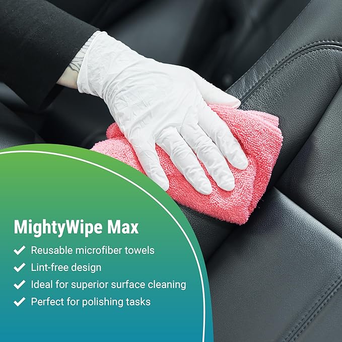 Berk Wiper MIGHTYWIPE Max (50 Microfiber Towels per Roll, 2 Roll) Reusable Microfiber Towel Rolls, Latex-Free and Lint-Free for Effective Wiping, Red
