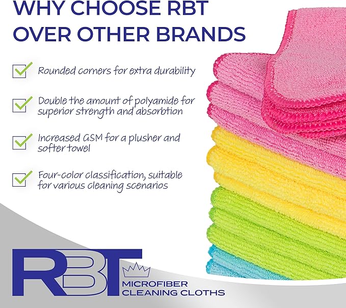 Microfiber Cleaning Cloths, 12 Pack Multi-Purpose Cleaning Towels, Lint Free Reusable Rags for Cleaning, Micro Fiber Wipe, Cloth for House, Kitchen, Glass