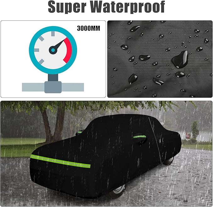 SAPUBK Waterproof Car Cover Compatible with 1960-1974 Ford Galaxie 500/XL/Starliner/Fairlane Sedan/Coupe/Hardtop, All Weather Classic Car Covers with Inner Cotton&Zipper Door for Snow Rain Protection