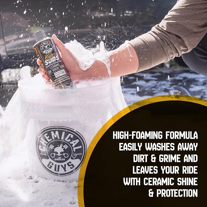 Chemical Guys HydroSuds Ceramic Shine High Foaming Car Wash Soap (Works with Foam Cannons, Foam Guns or Bucket Washes) For Cars, Trucks, Motorcycles, RVs & More, 32 fl oz, Berry Scent - CWS21232