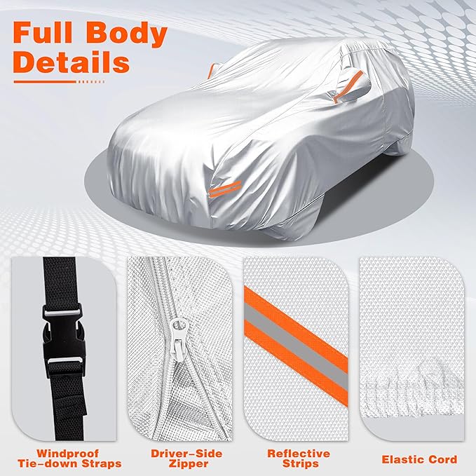 iCOVER Car Cover, All Weather Exterior SUV Cover Designed for Audi Q5, BMW X3, Mercedes GLC & 1st Gen Porsche Cayenne (2003-2010) Fits Vehicle Length 184" to 188"