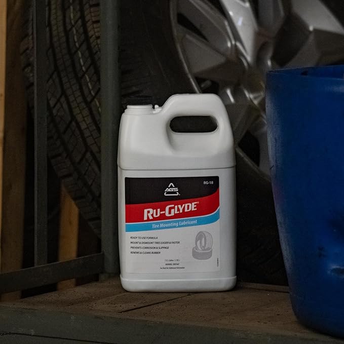 Ru-Glyde Tire Mounting Lubricant by AGS – 1 Gallon | Tire Bead Seating Lube & Rubber Rejuvenator | Prevents Rim Rust | No-Mix, Ready-to-Use Formula for Tire Changers, Auto Shops & DIY Tire Install