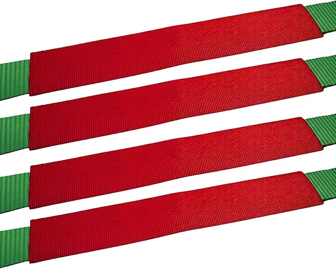 Mega Cargo Control 2" x 12" Sliding Sleeve Protectors for Towing Straps, Winch Tie Downs, Cargo Straps - Protective Sleeves (Red, 4 Pack)