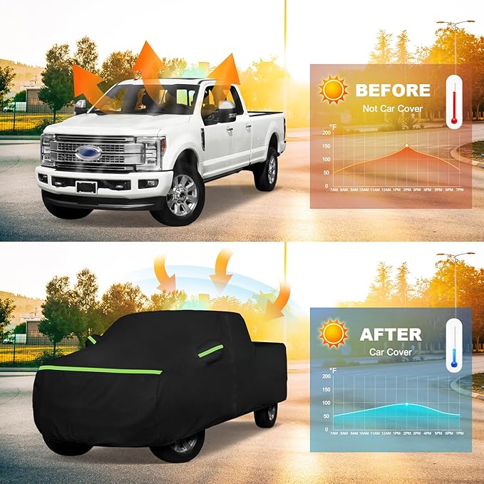 QUNSUNUS Truck Cover for Ford F-150 Super Crew Cab 5.5ft Short Bed, Waterproof F150 Truck Cover with Zipper and Straps,Compatible with Silverado 1500 Crew Cab 5.8ft 2014-2025