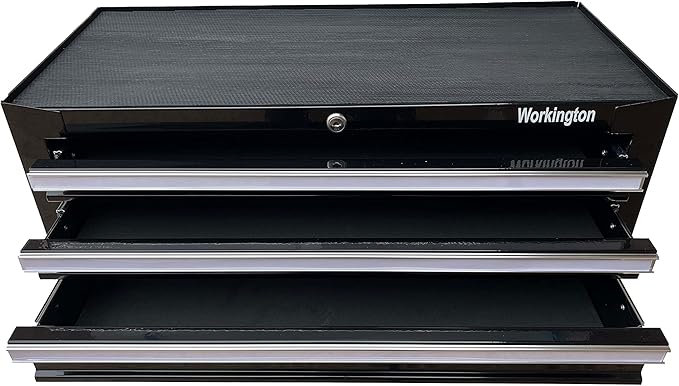 Workington Industrial 3 Drawers Portable Metal Intermediate Box, 26" Middle Tool Chest Cabinet with Ball Bearing Drawer Slides, Steel Tool Storage Box Organizer 4009 Black