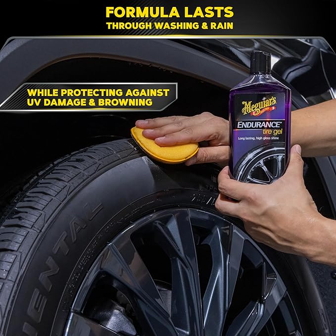 Meguiar’s Endurance Tire Gel, G7516, Premium Tire Shine Gel for a Lasting Glossy Finish, Helps Keep Tires Looking Deep Black and Clean, Top Christmas Gift Ideas for Car Guys and Girls, Purple, 16 Oz