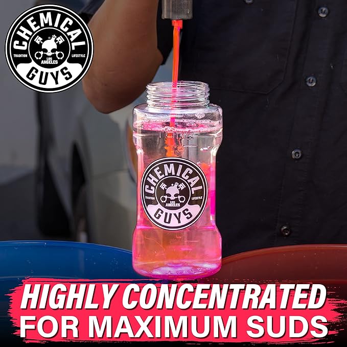 Chemical Guys CWS_101BK Car Wash Detailing Bucket, Mitt & Accessories Bundle (6 Items) Featuring Maxi-Suds II Foaming Car Wash Soap, 128 oz (1 Gal), Cherry Scent - Works on Cars, Trucks, SUVs, & More