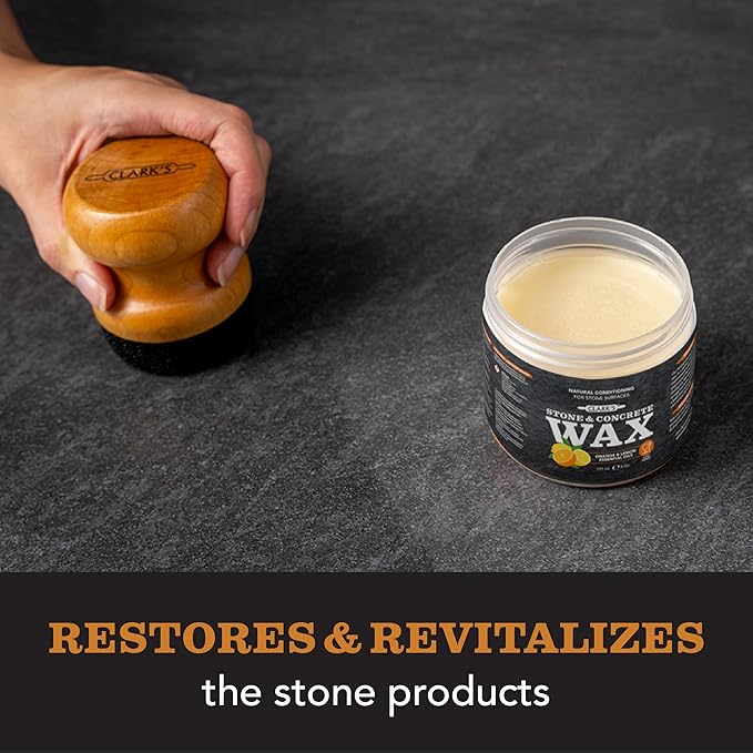 CLARK’S Stone and Concrete Wax - Soapstone Wax with Orange and Lemon Extracts - Helps Preserve and Protect Against Liquids - Revitalizes Stone Surfaces - Made with Carnauba and Beeswax