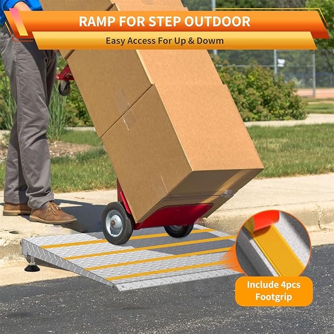 Height Adjustable Door ramp, Ramp for 3", 5.0" to 6.3" Rise Steps, Heavy Duty Front Door ramp for Elderly wheelchairs/Walkers/Scooters(27.6" L*37.4" W, Alloy Iron, 36LBs, Max 800LBs).