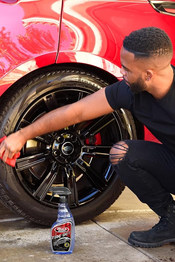 Black Magic 120217 Tire Wet, 23oz (Pack of 2) - Specially Formulated Tire Shine Applicator Cleaner to Keep Them Looking Wet, Black, and Glossy with One Quick Spray – Long-Lasting Protection for Tires