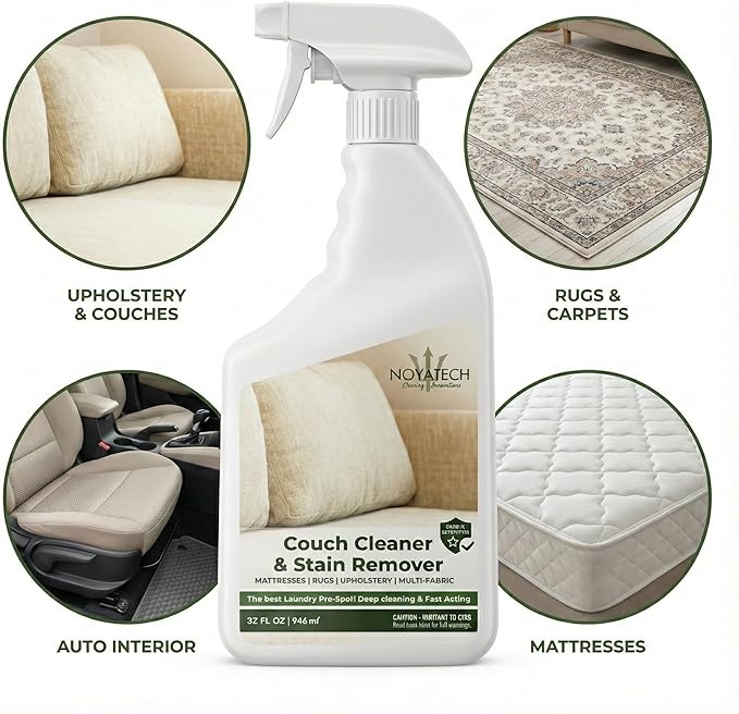 Couch Cleaner and Stain Remover Spray – Professional Strength, Multi-Surface Fabric and Upholstery Cleaner – Pet-Safe, Non-Toxic, Quick-Drying for Couches, Sofas & Car Interiors (combo)