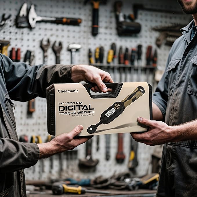 Digital Torque Wrench 1/4 drive, 1.1-22.1 ft-lb (1.5-30 Nm) ±1% Accuracy Inch Pound Torque Wrench with Buzzer and LED Electronic Torque Wrenches with Bits & Sockets for Bike Motorcycle Gunsmithing