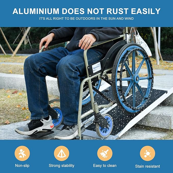 Portable Wheelchair Ramp 3FT,No-Slip Aluminum Folding Handicap Ramp 800 lbs Load Capacaity,Wheel Chair ramp for Home Steps,Stairs,car