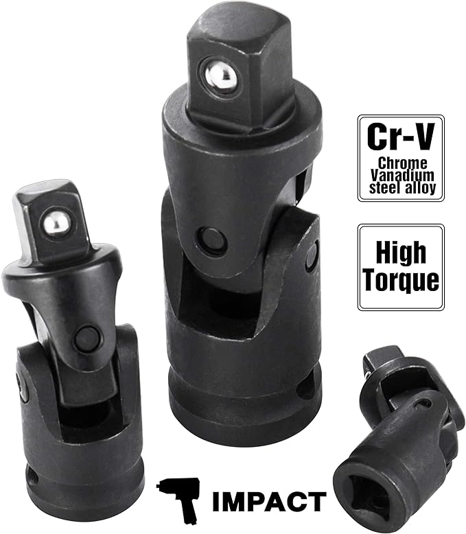 EPAuto 1/2-inch Drive Click Torque Wrench + Impact Universal Joint Set