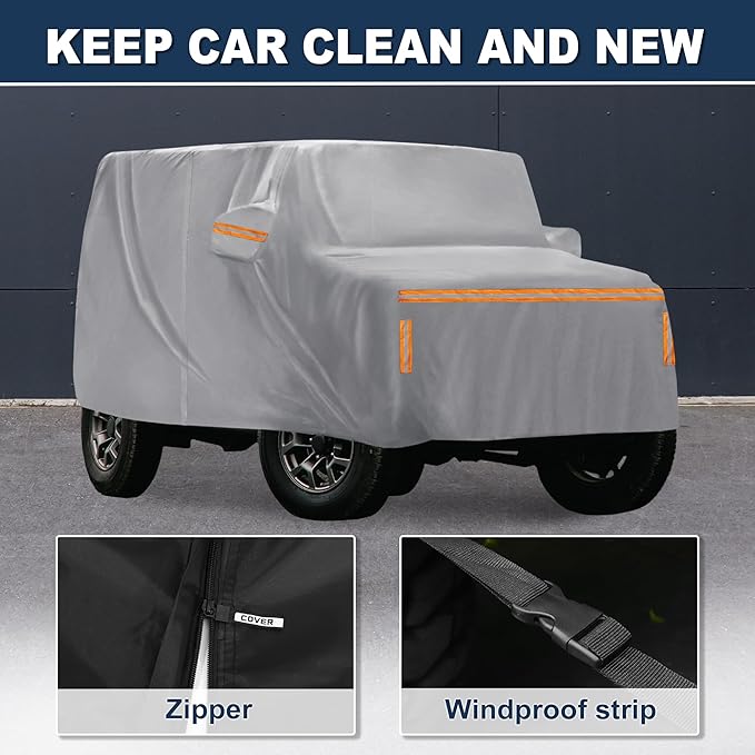 ACROPIX 1 Set Car Cover for Suzuki Jimny JB64W Jimny Sierra JB74W Outdoor Waterproof Sun Rain Dust Wind Snow Protection with Driver Door Zipper 1