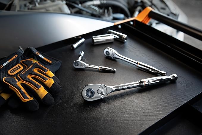 GEARWRENCH 3 Piece 1/4", 3/8” and 1/2" Drive 90-Tooth Quick Release Teardrop Ratchet Set | 81310T