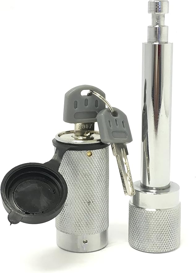 MaxxHaul 70050 Trailer Hitch Lock - Heavy Duty 5/8"- Hitch Locking Receiver Pin With 2 Keys, Chrome