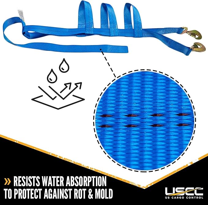 US Cargo Control Large Tow Dolly Basket Straps with Snap Hooks (4 Pack), for Wheel Tire Sizes 17 Inches or Larger, 3,333 Pound Working Load Limit