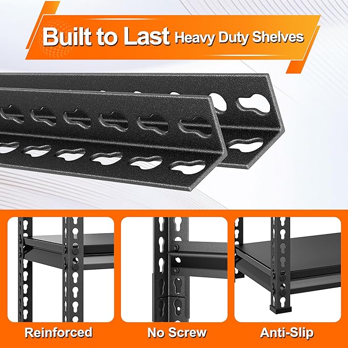 Garage Shelving for Storage and Organizer - 48''W 1,410Lbs Heavy Duty Metal Utility Shelves - Adjustable Freestanding Rack Units for kitchen Pantry Basement - 3 Tier Black 48"W x 16"D x 39"H