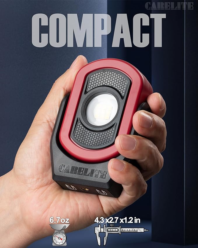 Magnetic Work Light – 780 Lumen Compact Pocket Light, Rechargeable 3000mAh, 360° Pivot, Durable & Portable for Mechanics & Jobsites (Red & Blue, 2-Pack)