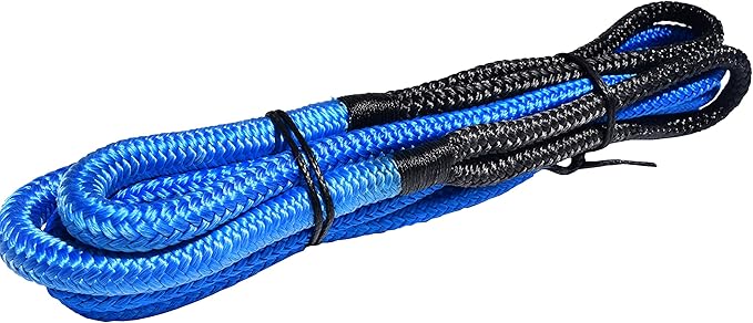 QIQU Kinetic Recovery & Tow Rope Heavy Duty Vehicle Tow Strap Rope for Truck ATV UTV SUV Snowmobile and 4x4 Off-Road Recovery 3 Size to Choose(1/2’’/3/4’’/1’’) 3 Color (1/2''x20', Blue)