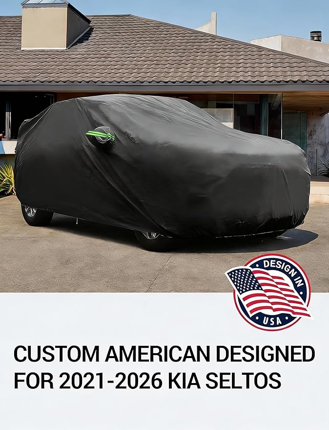 Proadsy Car Cover Custom Fit for Kia Seltos 2021-2025 2026, Waterproof All Weather for Automobiles, Full Exterior Cover Rain Snow Sun Protector Indoor Outdoor Car Cover