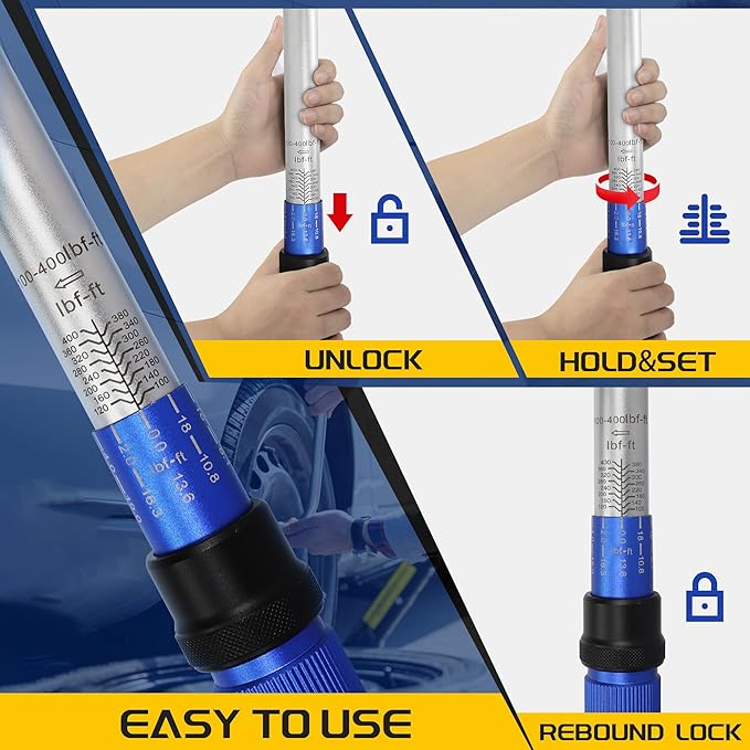 3/4-Inch Drive Click Torque Wrench, Dual-Direction Click Professional Torque Wrench 100-400FT.LB/136-542N.m, Dual Range Scales Graduated in FT.LB and N.M