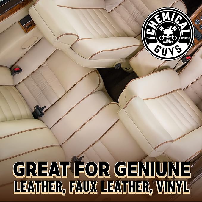 Chemical Guys Colorless and Odorless Leather Cleaner - Safe for Natural, Synthetic, Faux, and Pleather, Car Interior Cleaner, Safe for Furniture, Boots, Apparel, & More - 16 oz