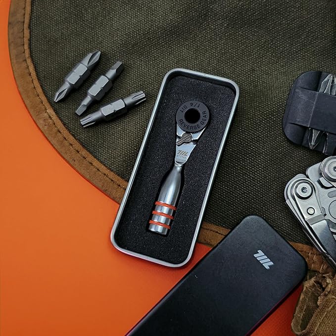 711L Mini Ratchet Wrench DUO - One of the World's Smallest 1/4" Ratchet Wrench For Tight Spaces - For Flat (32mm) and Standard (25mm) Double-ended Bit
