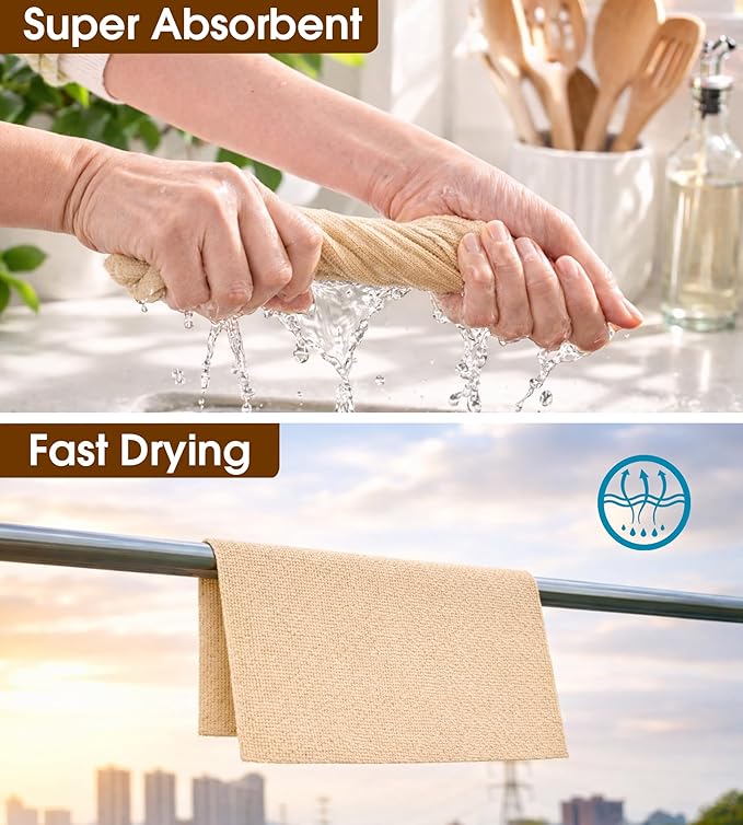 KitchLife Microfiber Cleaning Cloth Roll, 100 Pack - Tear-Away Microfiber Paper Towels, Lint-Free, Reusable, Washable for Kitchen, Car, Dishes, and Sensitive Surfaces (Wheat)