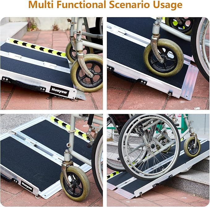 Wheelchair Ramp 4FT, Anti-Slip Aluminum Folding Handicap Portable Ramp, Wheelchair Ramps for Home Steps, Stairs, Doorways, Scooter Ramp
