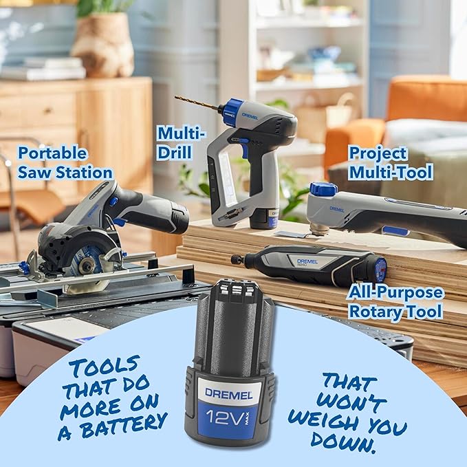 Dremel Blueprint 3in1 Drill Driver with Integrated Stud Finder and Detachable Laser Level, Cordless Drill Set Includes 2.0 Ah Battery, Fast Charger, and 12 Bits (DD12V-S1)