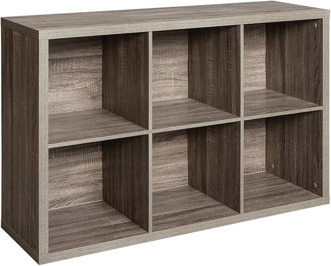 ClosetMaid 6 Cube Storage Shelf Organizer Bookshelf with Back Panel, Easy Assembly, Wood, Weathered Gray