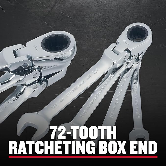 CRAFTSMAN 7-Piece SAE Flex Reversible 72-tooth Ratchet Set, Chrome Finish (CMMT87010)