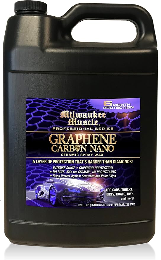 128oz Graphene Ceramic Coating Detail Wax 6 Month Protection Against Scratches, Swirls, Paint Chips, No Buff, Insane Shine, & Stronger than Car Wax, Includes Empty 22oz Spray Bottle